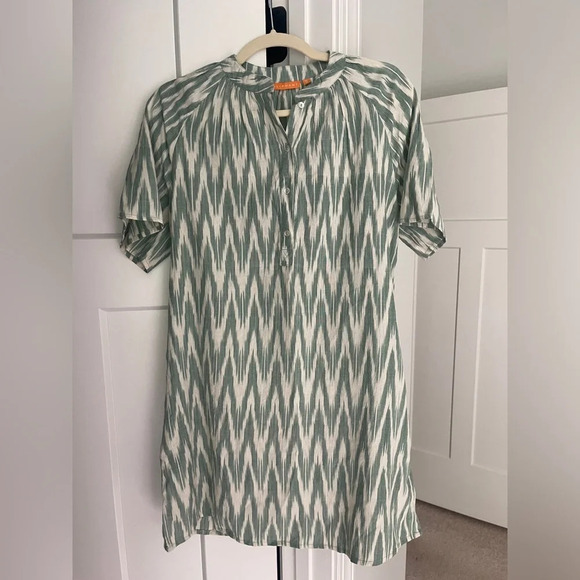 Oliphant Pocket Dress Tashkent Green White - Picture 2 of 6